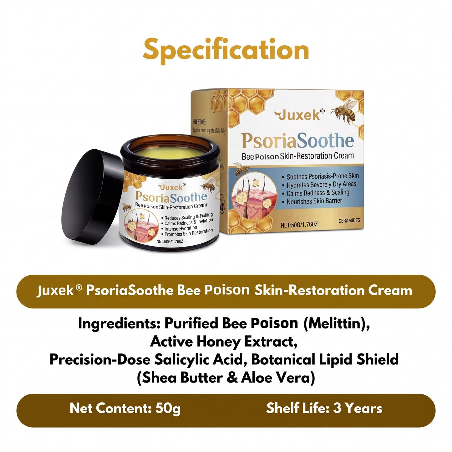 Juxek® PsoriaSoothe Bee Poison Skin Restoration Cream